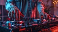 DJ Mixing Music on Professional Controller Royalty Free Stock Photo