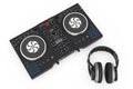 DJ Mixing Turntable with Headphones. 3d Rendering