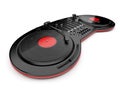 DJ music mixer with vinyl disc. Isolated