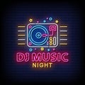 DJ Music Night Neon Signs Style Text Vector Royalty Free Stock Photo