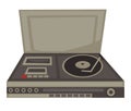 DJ panel of 70s, vinyl disc and cassette player, buttons Royalty Free Stock Photo