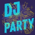 Dj Party Design For Your Poster With A Dj Sound Mixer, Royalty Free Stock Photo