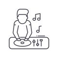 Dj party icon, linear isolated illustration, thin line vector, web design sign, outline concept symbol with editable Royalty Free Stock Photo