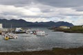 View of the harbor of the small town of Djupivogur, Iceland