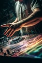 Dj playing disco house progressive electro music AI generated Royalty Free Stock Photo