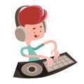 Dj Playing Music Beats Illustration Cartoon Character