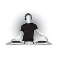 Dj playing music. Vector illustration decorative design