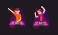 Dj Playing Progressive Electro Music at Nightclub Set, Dj Standing at Spotlights Making Modern Music Cartoon Vector Royalty Free Stock Photo