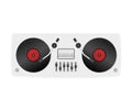 DJ playing vinyl. Top view. DJ Interface workspace mixer console turntables. Vector illustration. Royalty Free Stock Photo