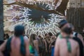 The DJ plays at sunset at the main stage of the Lost Theory psytransce music festival held in Riomalo de Abajo