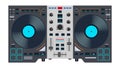 DJ remote vector color illustration. DJ console in flat design for playing and mixing music