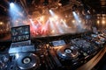 DJ Setup Overlooking Crowded Dance Floor Royalty Free Stock Photo