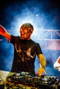 DJ with Skull mask playing electronic music at Summer Party Fest