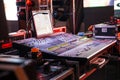 DJ soundboard or mixing console use in sound recording and reproduction