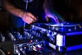 DJ strobo scratch session in nightclub Royalty Free Stock Photo