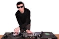 Dj with sunglasses play music