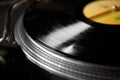 Dj turn table playing vinyl record with music Royalty Free Stock Photo