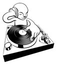 DJ on turntable decks Royalty Free Stock Photo