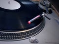 Dj turntable needle on record Royalty Free Stock Photo