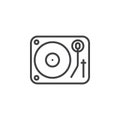 Dj vinyl turntable line icon, outline vector sign, linear pictogram isolated on white. logo illustration Royalty Free Stock Photo