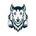 Dj wolf headphone vector illustration