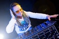 Dj woman playing music Royalty Free Stock Photo