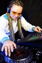 Dj woman playing music Royalty Free Stock Photo