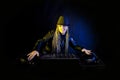 Dj woman playing music Royalty Free Stock Photo