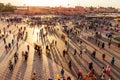 Djemaa-el-Fna square Marrakesh Morocco sunset Royalty Free Stock Photo