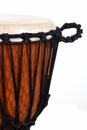 Djembe, african percussion, handmade wooden drum with goat skin Royalty Free Stock Photo