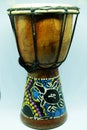 Djembe, African Percussion Wooden Drum. Bongo Hand Drum on white background