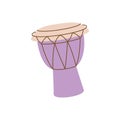 Djembe drum, bongo, congo. Musical instruments silhouette. Vector illustration.