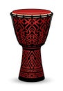 Djembe drum with a red and Royalty Free Stock Photo