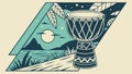 Djembe Drum on Stylized Hill with Abstract Natural Backdrop, vector design Generative AI Royalty Free Stock Photo