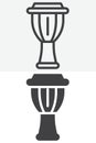 Djembe drum vector icon set in outline and solid style Royalty Free Stock Photo