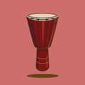 Djembe Vector Illustration. Musical Instrument Concept. Flat Cartoon