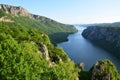 Djerdap gorge, Iron gate during golden hour in late spring Royalty Free Stock Photo