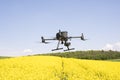 DJI M300 RTK flight in canola camp Royalty Free Stock Photo