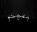 DJI Mavic Pro drone - Flying in the dark, on a black background. Closeup on dark. One of the most portable drones in the