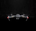 DJI Mavic Pro drone - Flying in the dark, on a black background. Closeup on dark. One of the most portable drones in the