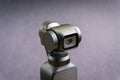 DJI Osmo Pocket stabilized handheld camera close up on black background