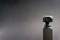 DJI Osmo Pocket stabilized handheld camera close up on black background