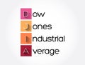 DJIA - Dow Jones Industrial Average acronym, business concept background