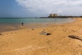 DJIBOUTI, DJIBOUTI - APRIL 18, 2019: People enjoy Heron Beach in Djibouti, capital of Djibout