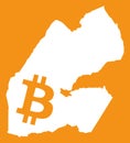 Djibouti map with bitcoin crypto currency symbol illustration