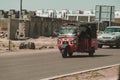 Auto rickshaw local taxi on the road in Djibouti. Editorial shot in Djibouti