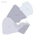 Djibouti political map of administrative divisions Royalty Free Stock Photo