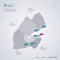 Djibouti vector map with infographic elements, pointer marks