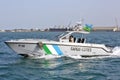 Djiboutian Coast Guards patrol in the port harbor