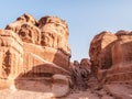 The Djinn Blocks located near the entrance in the ancient city of Petra, in Jordan Royalty Free Stock Photo